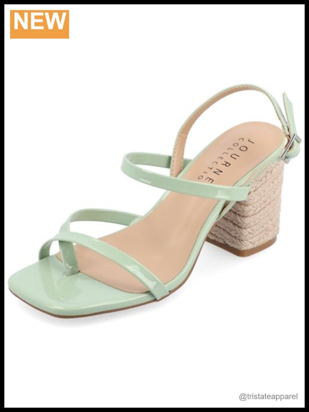 Faux Leather Espadrille Heeled Sandal Block Heel Square Toe Ankle Strap